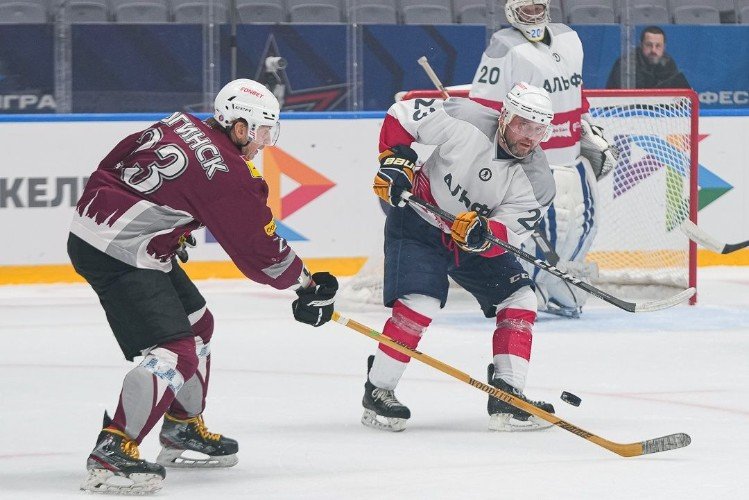 хоккеисты играют  на люду