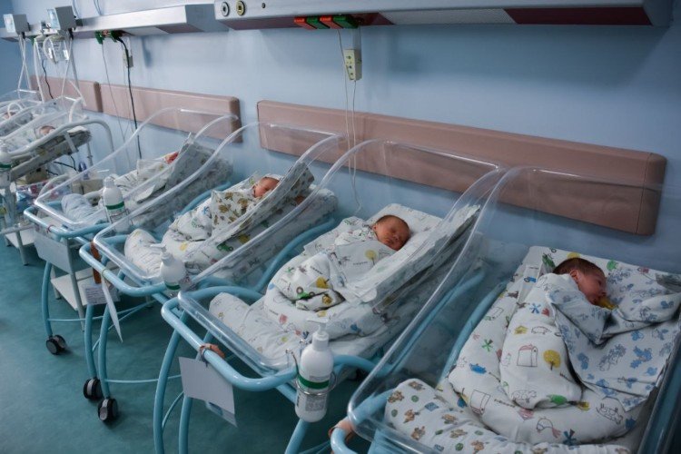 Малыши в роддоме.