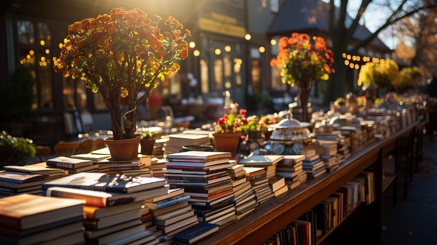 Книги лежат на столах