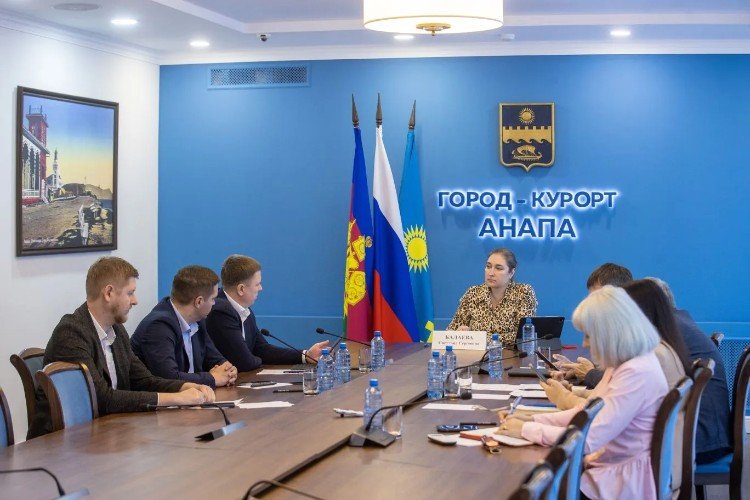 Люди сидят за столом в мэрии Анапы