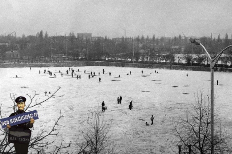 Замершее озеро Карасун в Краснодаре