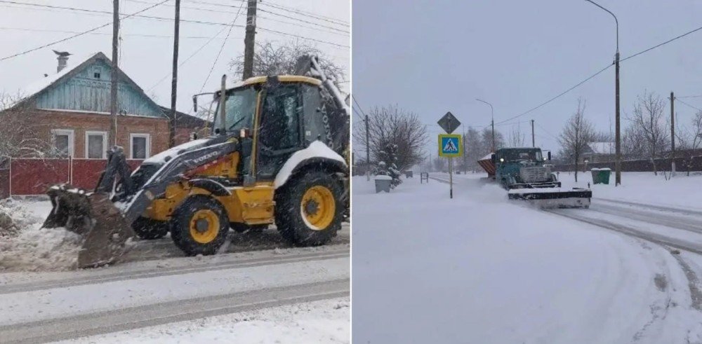 спецтехника убирает снег