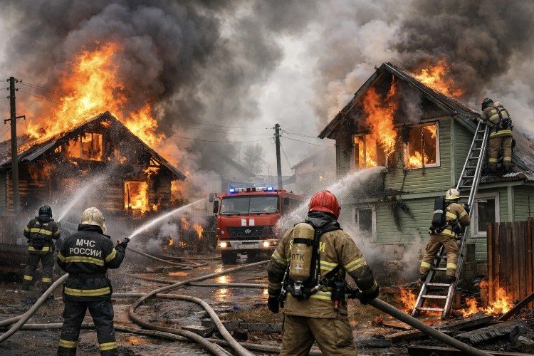 Огонь охватил два дома в Сочи