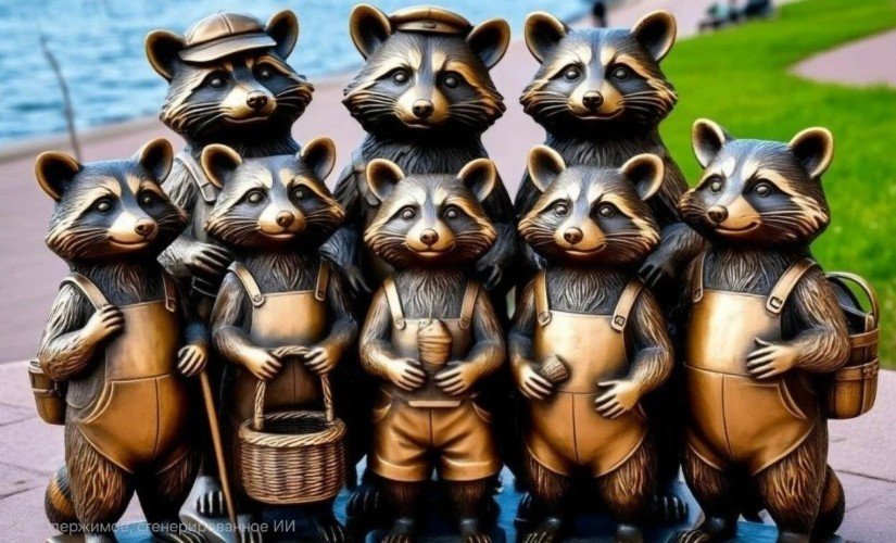 бронзовые еноты стоят