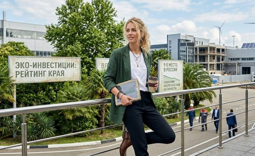 Красивая девушка на фоне снижения экологической активности