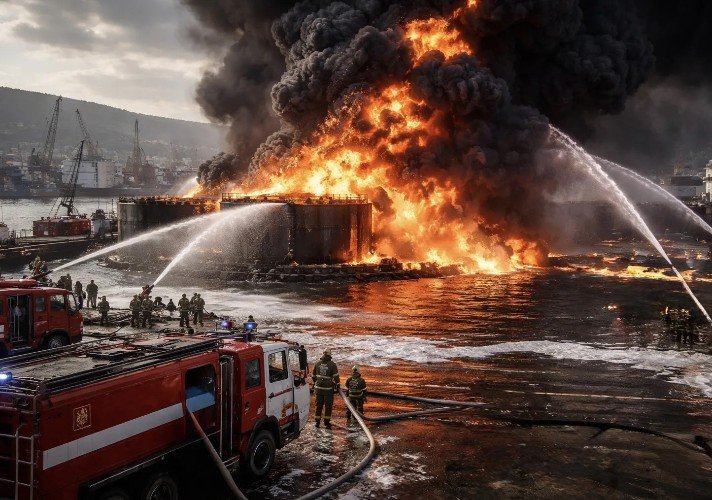 Атака БПЛА на Туапсе 20 апреля: горит морпорт, погиб мужчина