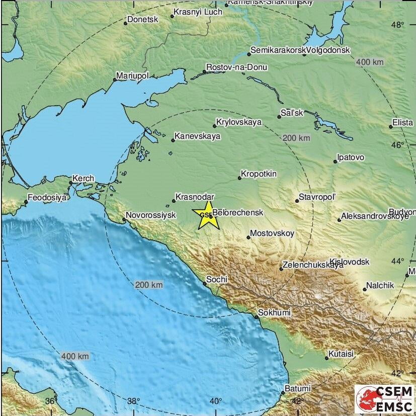 В Краснодарском крае произошло землетрясение