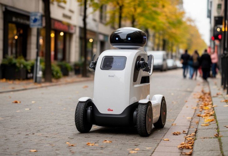 робот едет по улице