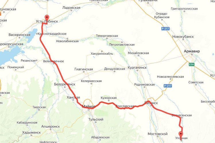 Трасса в Курганинском районе