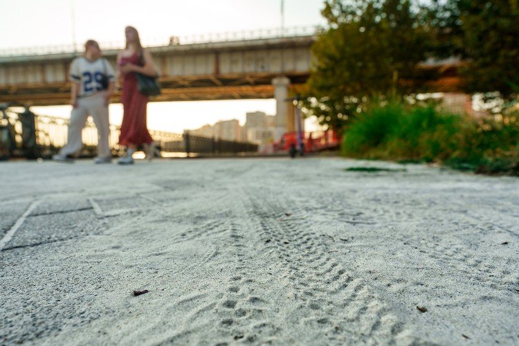 Пыль на тротуаре