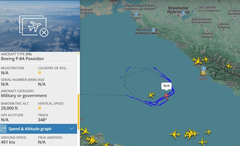 Противолодочный самолет НАТО засветился у берегов Сочи