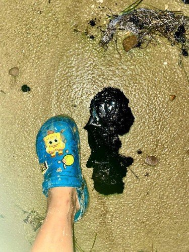 Мазут на пляже