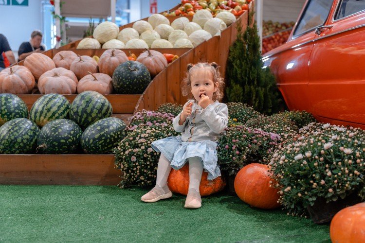 Девочка сидит у машины