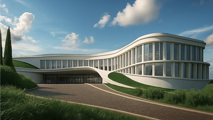 здание белое стоит на горе