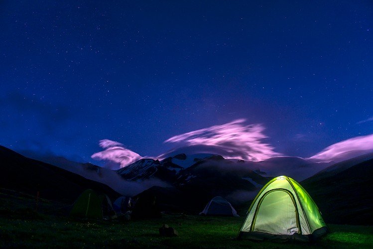 Палатка под ночным небом