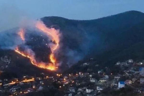 Природный пожар разбушевался в Туапсе