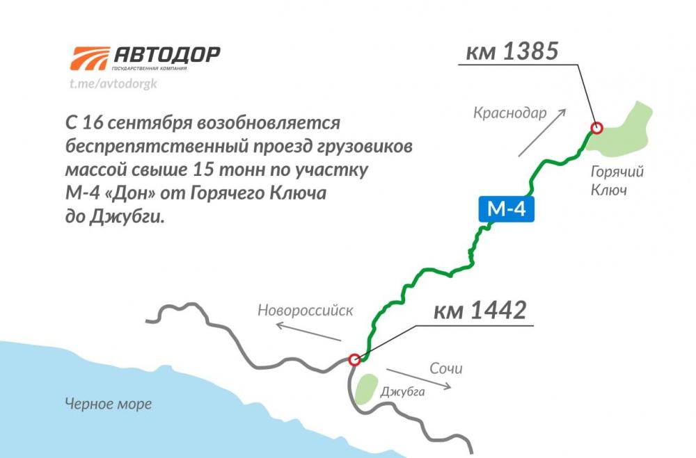 На Кубани разрешат проезд большегрузов на участке Горячий Ключ – Джубга