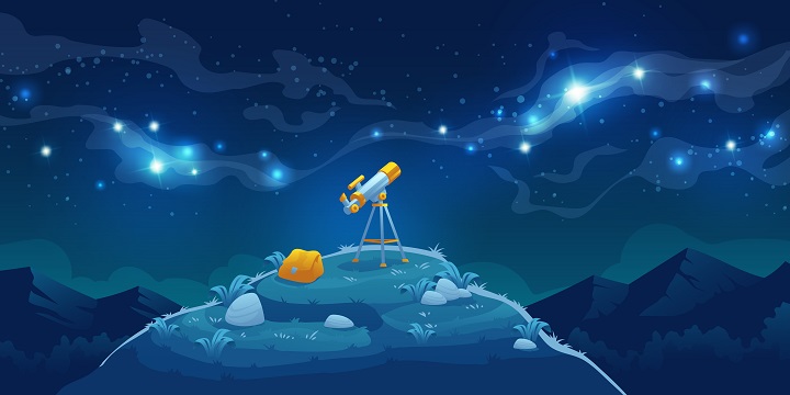 Картинка с телескопом и звездным небом