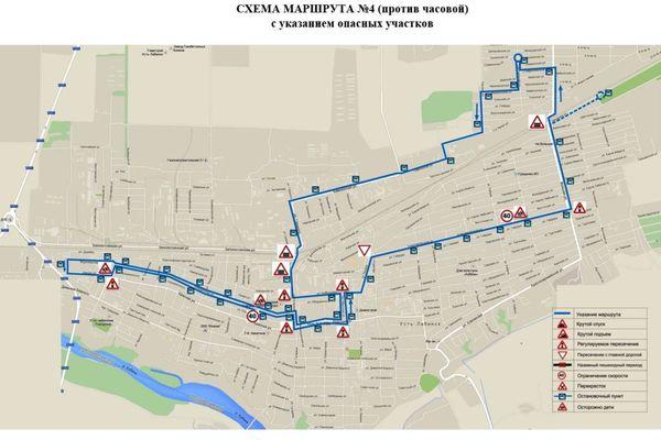 Схема маршрута №4 против часовой стрелки, Усть-Лабинск