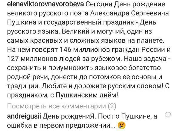 Так изначально выглядел пост Елены Воробьевой