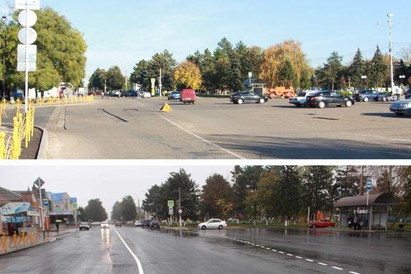 На фото можно сравнить дорогу до и после ремонта