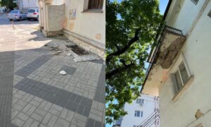 В Краснодаре прохожий чудом увернулся от обломков балкона