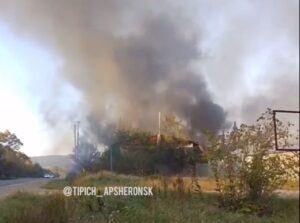 Склад пилорамы сгорел в Апшеронске