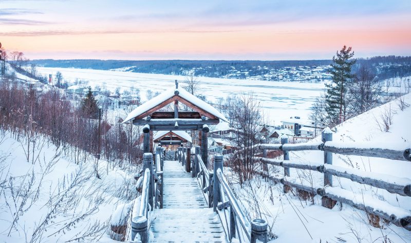 Город Плес зимой, панорамный вид