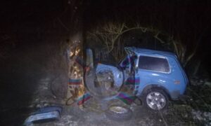 «Ниву» сплющило после удара о дерево в Краснодарском крае
