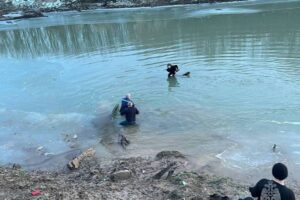 Девочка провалилась под лед на Кубани в станице Кавказской
