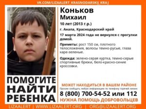 В Анапе 10-летний ребенок не вернулся домой с прогулки