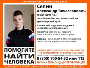 Пропавшего на Кубани подростка ищут с 6 июня