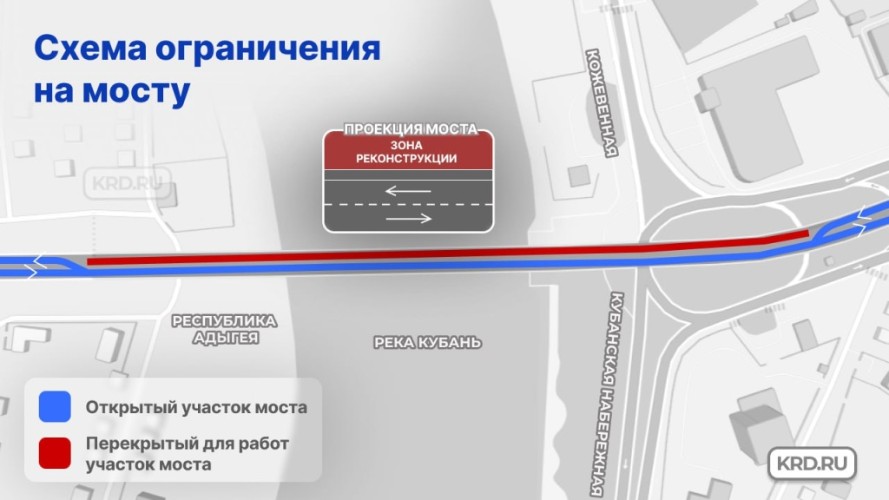 Капремонт Тургеневского моста в Краснодаре начнется в ночь на 16 апреля: какие изменения ждут водителей и пешеходов